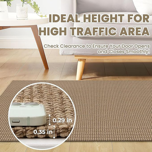 Braided Area Rug 3x5 Ft Washable Rugs for Entryway Throw Rugs Rubber Backed Boho Door Mat Indoor Entrance Cotton Kitchen Mats Woven Front Door Carpet for Foyer, Orange/Tan/Brown