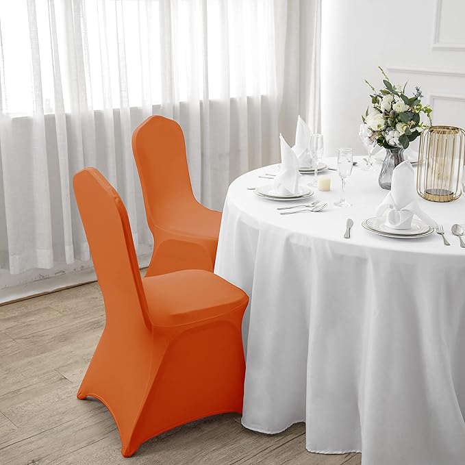 SUPERO Orange Chair Cover 25PCS, Polyester Spandex Waterproof Stretch Dining Chair Covers, Protector for Party, Banquet, Wedding Event, Hotel