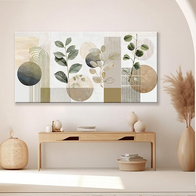 Large Boho Green Wall Art For Living Room Prints 39x78 In Green Botanical Boho Wall Art Modern Sage Bohemian Canvas Art Wall Decor Natural Abstract Geometry Lines Prints Picture Ready To Hang
