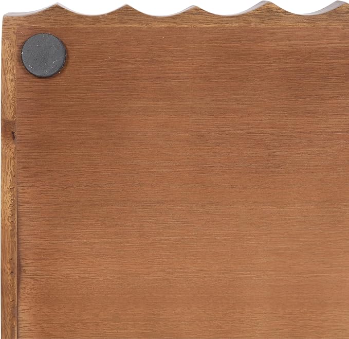 Kate and Laurel Lissi Decorative Rectangle Tray with Wavy Design, 16 x 12, Walnut Brown, Mid-Century Modern Scalloped Serving Tray for Coffee Table, Dining Table, or Entryway