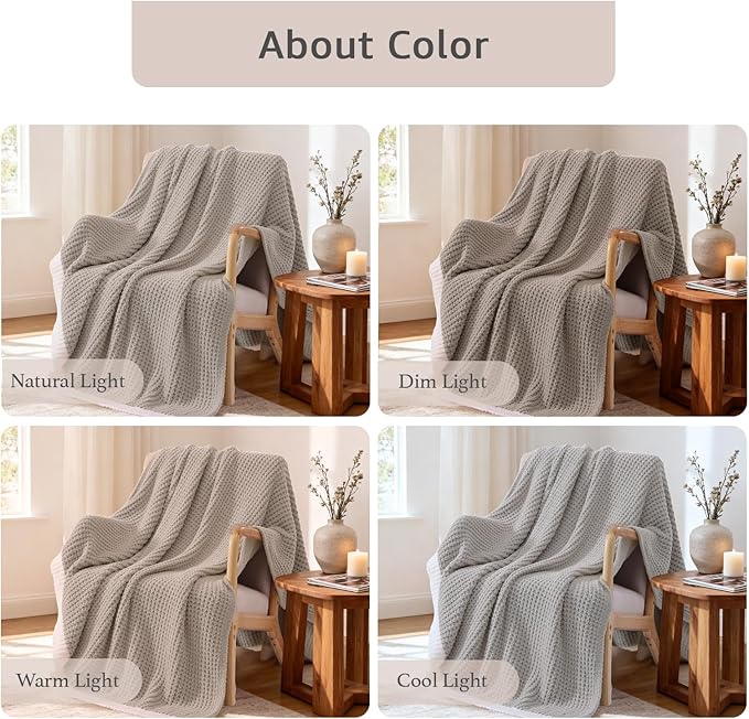 WRENSONGE Pineapple Stitch Throw Blanket, Sand Soft Cozy Fluffy Warm Hand Made Throw Blankets for Couch, Sofa, Chair, Bed, Camping, Picnic, Travel Lightweight Bed Blanket - 60"*80"