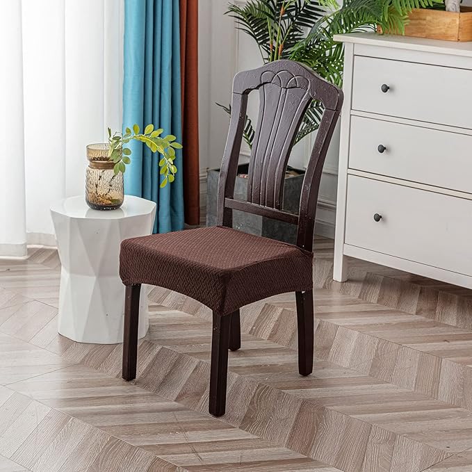 Genina Waterproof Seat Covers for Dining Room Chair Covers Set of 8, Stretch Jacquard Kitchen Parson Chair Slipcover Protector