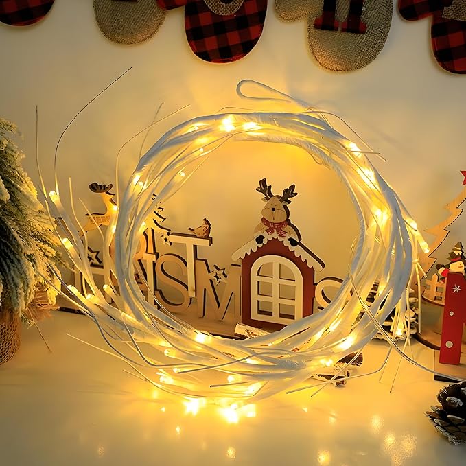 Lighted Birch Garland 6FT 48 LED Battery Operated with Timer for Christmas Fireplace Mantle Table Decoration Indoor Outdoor Use