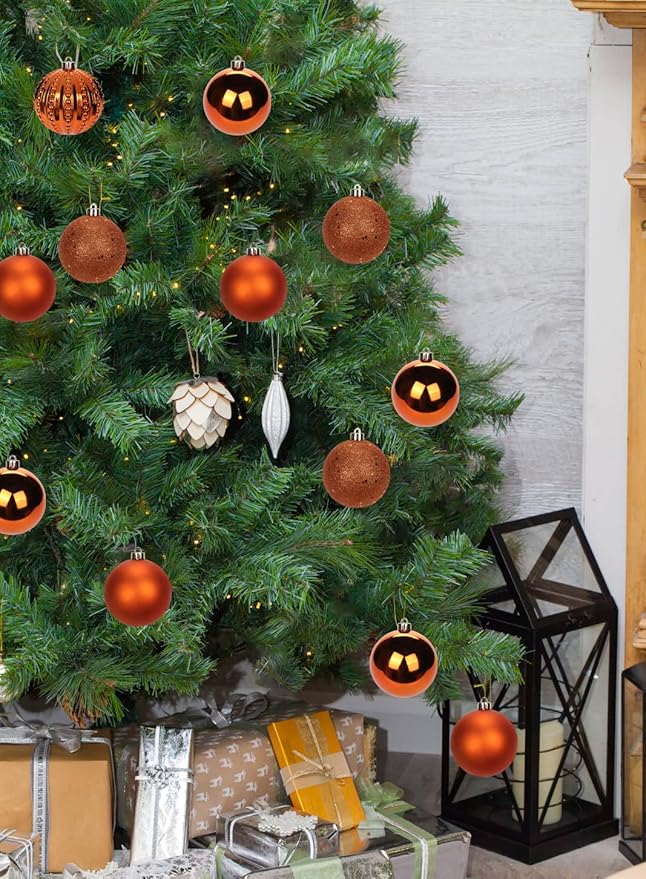 3.15" Orange Christmas Balls Ornaments 12 Pcs Shatterproof Christmas Ornaments Set Halloween Balls Ornaments Large Orange Ornament for Xmas Tree Holiday Party