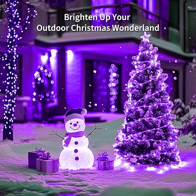 JMEXSUSS 4 Pack 50 LED Purple Christmas Fairy Lights Battery Operated, 16.1ft Purple String Lights Indoor Outdoor Waterproof for Bedroom Party Halloween Xmas Decorations