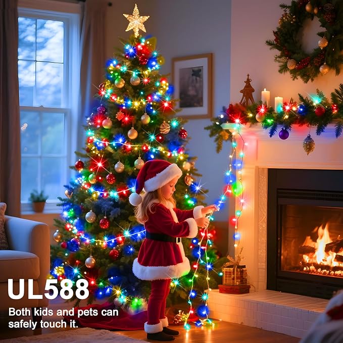 124 FT 380 LED String Lights Outdoor Indoor, Christams String Lights Waterproof 8 Modes & Timer, Fairy Lights Plug in for Bedroom, Weeding, Patio, Party, Holiday,Christmas Decor(Multicolor)