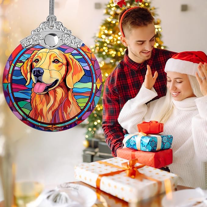 Golden Retriever Glass Ornament, Christmas Decor, Holiday Decorations and Xmas Gifts Ideas
