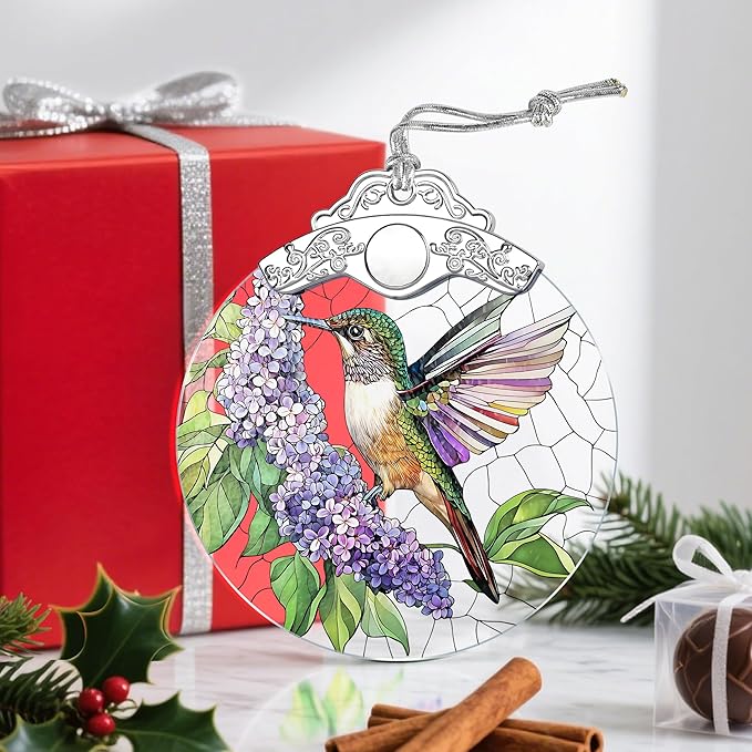Stained Glass Ornament, Christmas Ornament, Hanging Ornaments for Home Decor & Christmas Tree Ornaments â Exquisite Holiday Decor, Xmas Gifts & Holiday Present - Hummingbird
