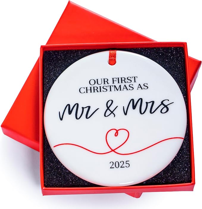 Our First Christmas as Mr and Mrs 2025 Ornament 3 Inch, Mr and Mrs Ornament, Mr and Mrs Christmas Ornament, 1st Christmas Tree Decor 2025 Wedding, 2025 Married Tree Decor, Wedding Xmas Gift