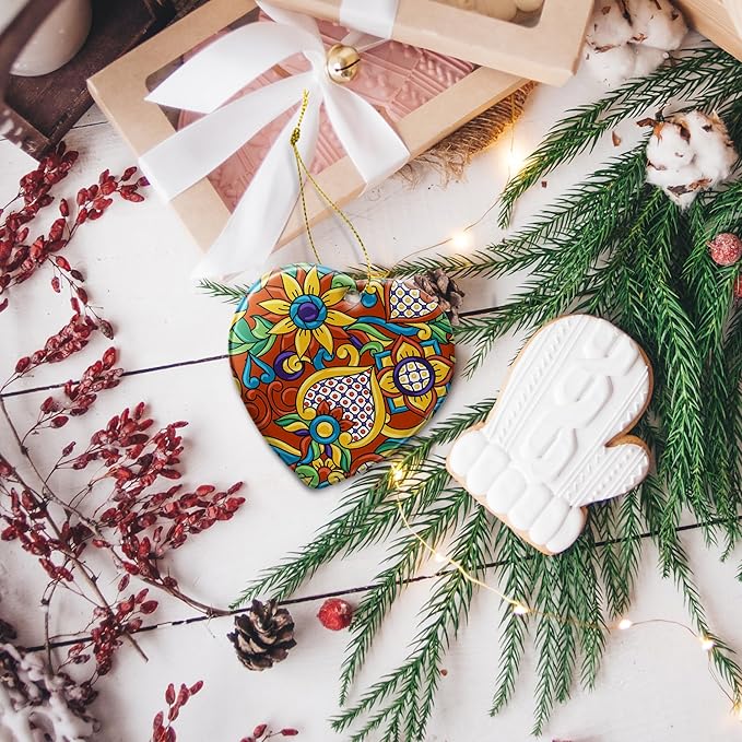 Christmas Ornaments 2025,Mexican Talavera Ornaments for Christmas Tree Holidays Ornaments Decorations,adornos de Navidad Ceramic Ornaments Xmas Gifts Idea for Home Decor