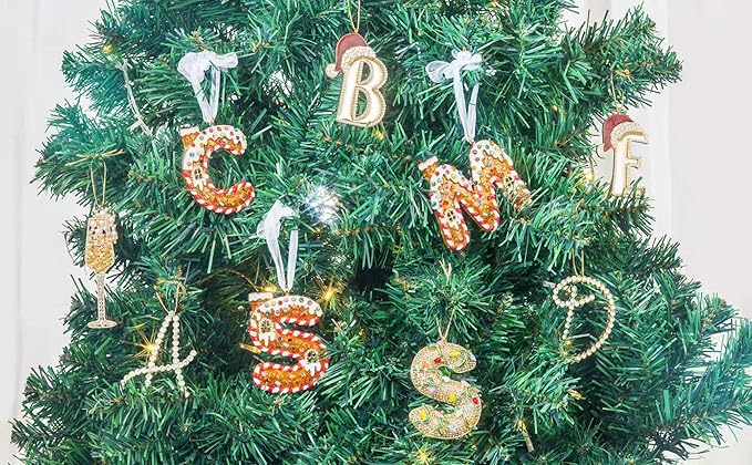 2025 Christmas Ornaments | Christmas Letter I Ornaments for Tree|Hanging Xmas Red Hat Ornament Gift for Mother Best Friends Sister Wife