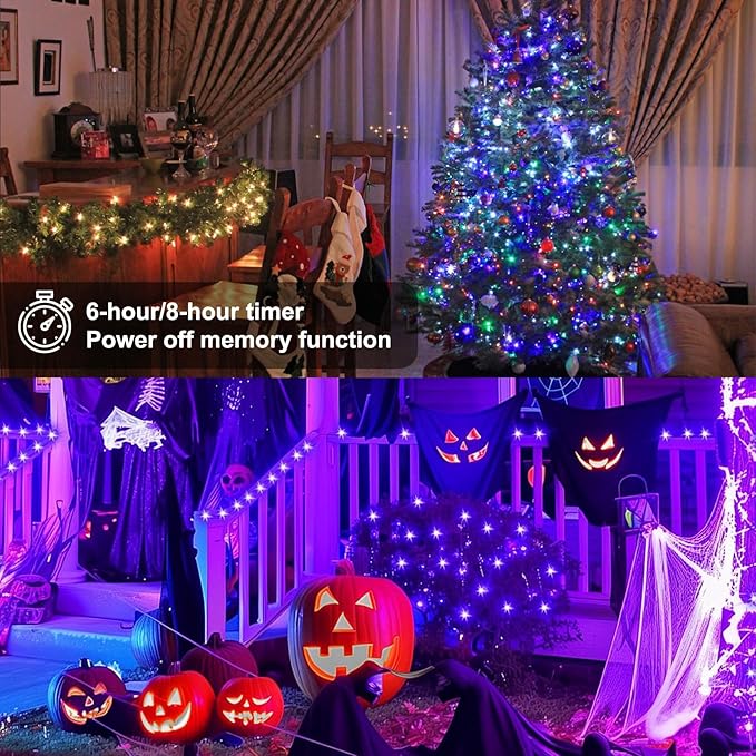 Christmas String Lights 150 LED, APP adjusts brightness change speed, with remote adjustable RGB decorative lights, used for decorations Christmas Trees, Patios, Weddings, Parties,holiday decorations