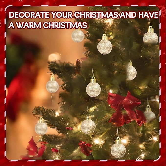 12 Pcs 3Inch Christmas Balls Christmas Tree Decoration Ornaments Shatterproof Glitter Christmas Hanging Balls for Christmas Tree Party Indoor Outdoor Holiday Decoration(Champagne Gold, 3inch-12pcs)