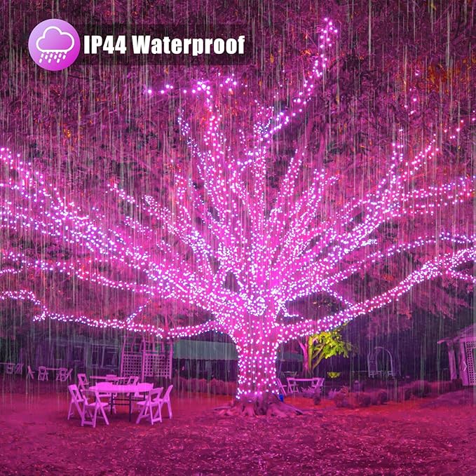 800 LED Pink Christmas Lights Outdoor 262FT Pink String Lights 8 Modes Clear Wire, Plug in Waterproof Twinkle Fairy Lights for Bedroom Indoor Wedding Christmas Party Decorations