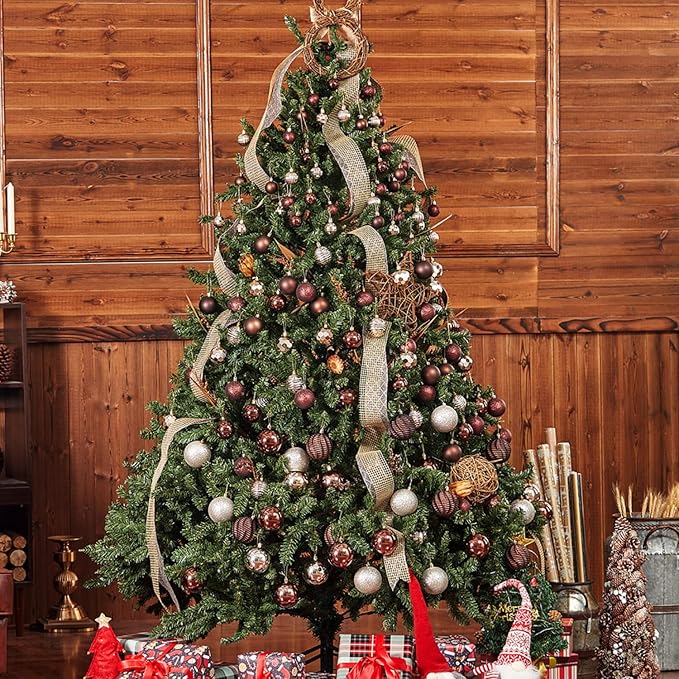 XmasExp 16ct Christmas Balls Ornaments - Shatterproof Large Hanging Ball Decorative Xmas Balls for Holiday Wedding Party Xmas Tree Decoration(3.15"/80mm, Brown and Champagne)