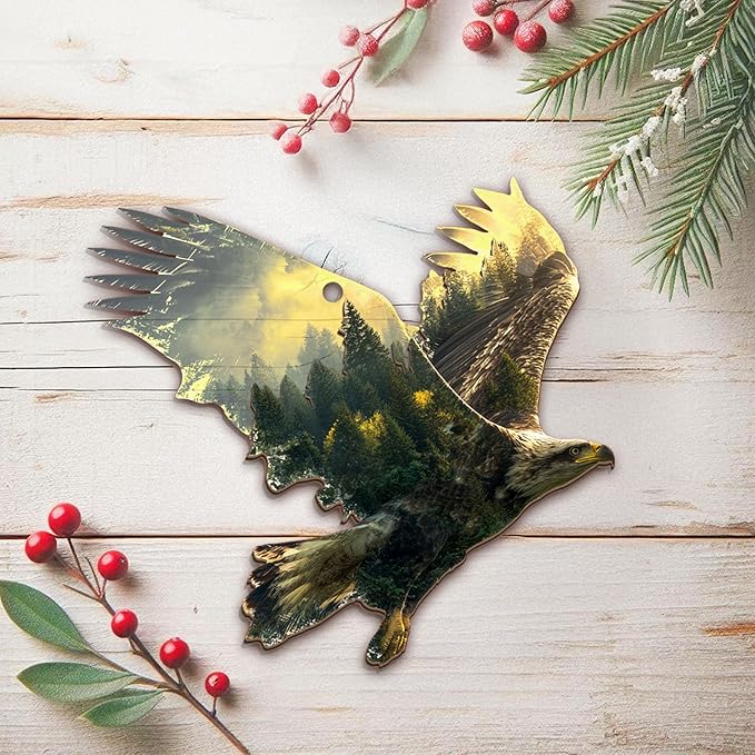 AVERXO Christmas Bald Eagles Gifts for Men Women - 2D Flat (Not 3D) Suncatcher Christmas Ornaments 2025 - Eagle Ornaments for Tree, American Eagle Ornament, Eagle Gifts for Men Women, Birds Lover Gift