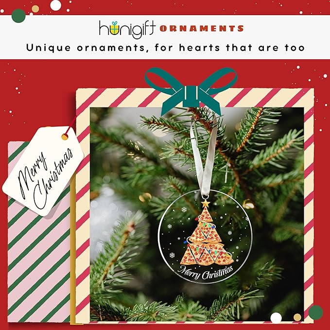 Pizza Ornaments for Christmas Tree, Food Ornaments - Pizza Ornament - Food Lovers Gifts for Women, Men - Acrylic Christmas Ornament 2025