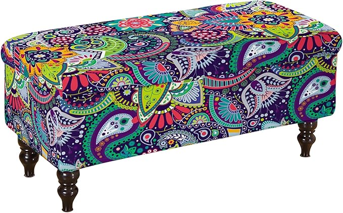 FUANGUI Ottoman Cover Stretch Storage Ottoman Bench Slipcover Jacquard Folding Storage Bench Ottoman Cover Footrest Stool Slipcover Footstool Protector Cover with Elastic Bottom Fit Length,Medium