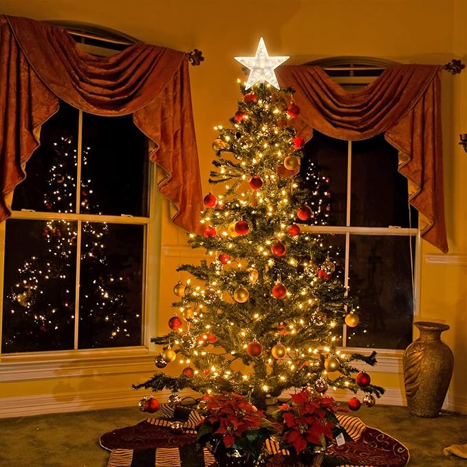 8" 31LED,Tree Topper Star Christmas Tree Decor for General Size Xmas Tree,Warm White