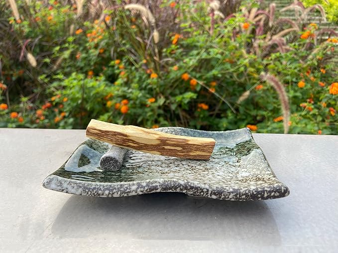 TOBOHU Rectangle Ceramic Palo Santo Holder, Wood Incense Stick Burning Bowl, Ceramic Burner for Palo Santo Sticks