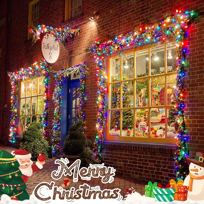 JMEXSUSS 168FT 600 LED Christmas Decor String Lights - 8 Modes Multicolor Christmas Lights Outdoor/Indoor Waterproof Plug-in Party Holiday Xmas Decorationsons
