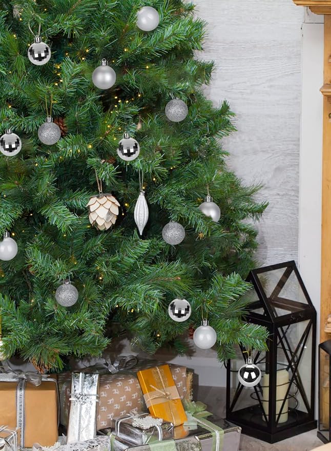 1.57" Silver Christmas Balls Ornaments 40 Pcs Shatterproof Christmas Ornaments Set Small Halloween Silver Ornament for Xmas Tree Holiday Party