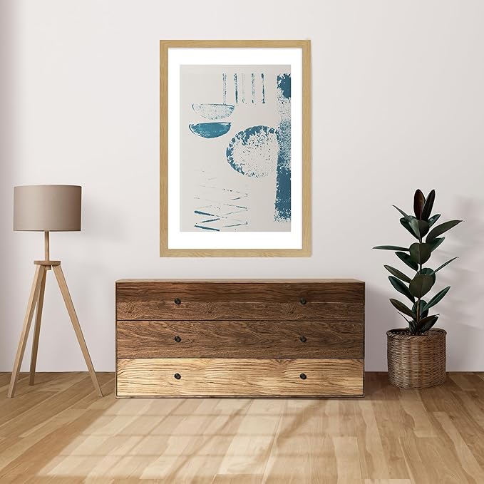 24x30 Frame Set of 2, Natural Oak Wood Style - Display 18x24 Picture Frame with Mat or 24 x 30 Poster without Mat, Wall Mounting Horizontal and Vertical
