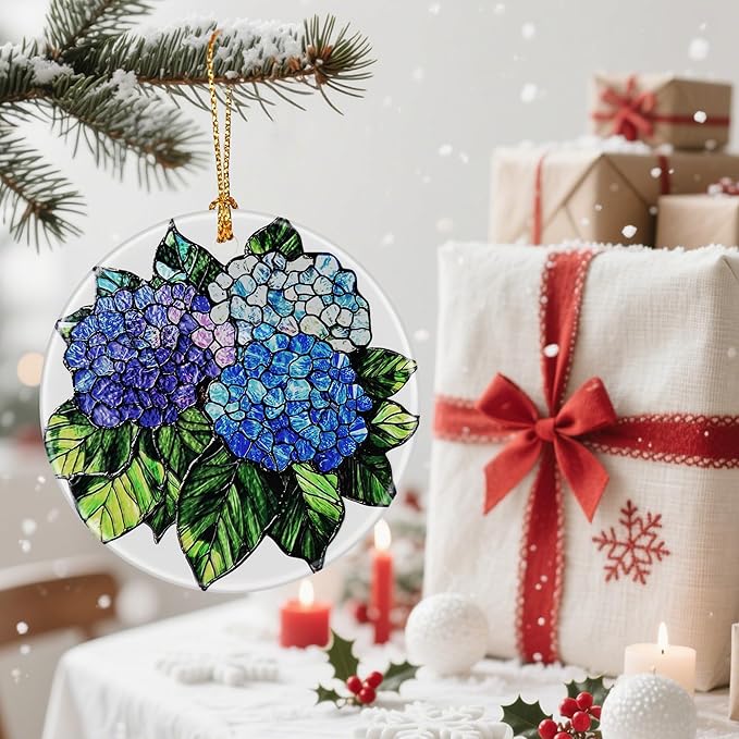 Vibrant Hydrangea Christmas Ornaments: Christmas Tree Decorations & Holiday Ornaments – Holiday Presents, Gift Ideas for Friends, Coworker, Family, Hydrangea Lover, and Flower Lover