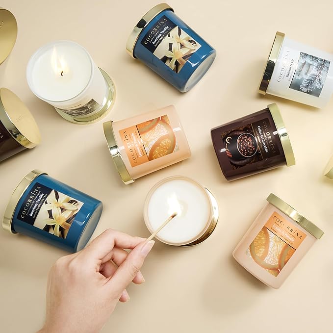 COCORRÍNA Fall Candles - Lemon & Pomelo 5 oz Soy Wax Scented Jar Candles for Home Scented, 31 Hours Burn Time, Aromatherapy Candle Gifts for Men Women
