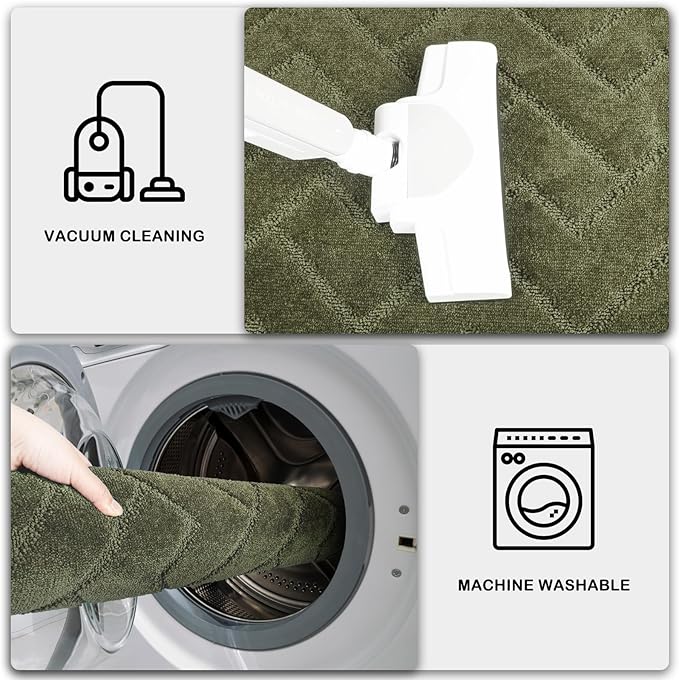 PURRUGS Dirt Trapping Door Mat 32" x 47", Non-Slip Machine Washable Entry Rug, Dog Doormat, Indoor Front Door Mat, Super Absorbent Entryway Rug for Muddy Shoes & Paws, Sage Green
