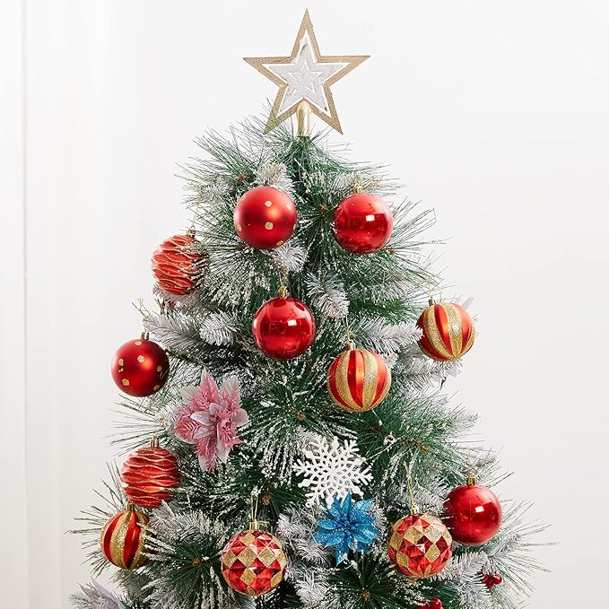 12ct 80mm/3.15" Christmas Ball Ornaments, Decorative Hanging Baubles, Christmas Tree Decoration, Plastic and Shatterproof, Ideal for Xmas, Holiday, Home and Party Decor, Red