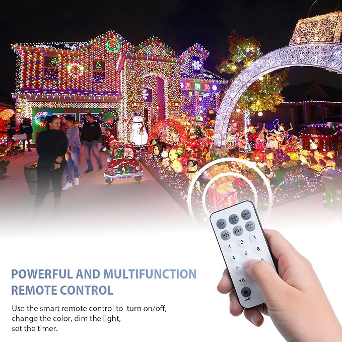JMEXSUSS Christmas Lights, 600 LED 168FT Color Changing Christmas Tree Lights with Remote, 11 Modes, Timer, Waterproof, Clear Wire String Lights for Xmas Décor, White & Multicolor
