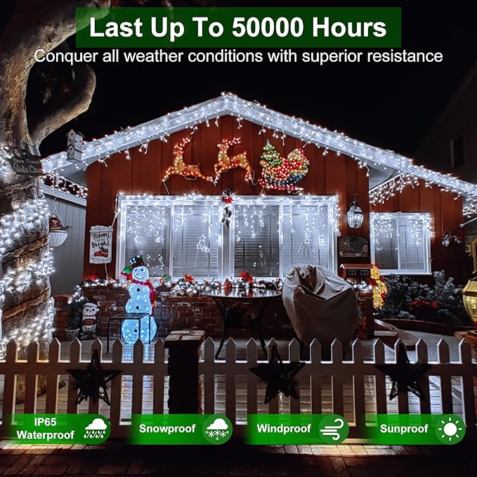 792 LED Christmas Lights with 176 Drops,82ft 8 Modes Fairy Hanging String Lights with Timer Waterproof, Plug-in Christmas String Lights for Holiday Wedding Party Christmas Decorations (Cool White)