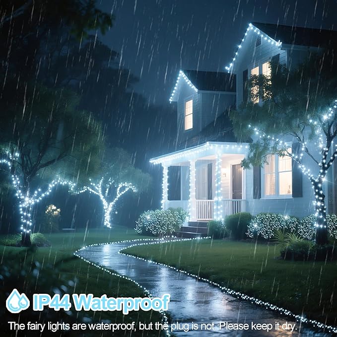590FT 1500 LED Christmas Lights Twinkle Fairy Lights Outdoor Waterproof Super Long LED String Lights 8 Modes & Timer for Xmas Yard Tree Patio Wedding Holiday Party Decorations(Cool White)