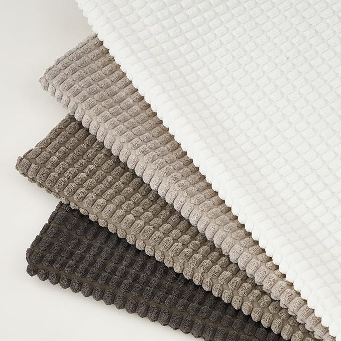Topfinel Fall Pillow Covers Set of 4,Soft Corduroy Boho Strip Textured Neutral Grey Pillow Covers,Modern Farmhouse Cute Autumn Home Decor Gray Living Room Sofa Couch Bed 40x40 cm