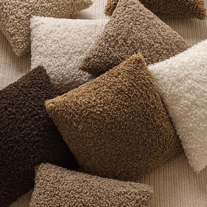 Foindtower 2 Pieces 20x20 Inch Dark Bronze, Faux Fur Throw Pillow Cover Accent Sherpa Furry Pillow Covers Fuzzy Soft Pillowcases Cozy Sheepskin Decorative Fleece Cushion Case for Bed Couch Living Room