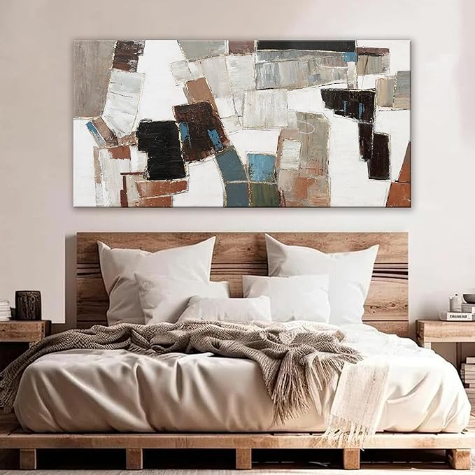 Dimpaga Abstract Wall Art Pictures for Living Room Wall Decor Modern Wall Art Decor Minimalist Geometric Line Artwork for Walls Textured Wall Art Prints Bedroom Office Decor 24"X48"