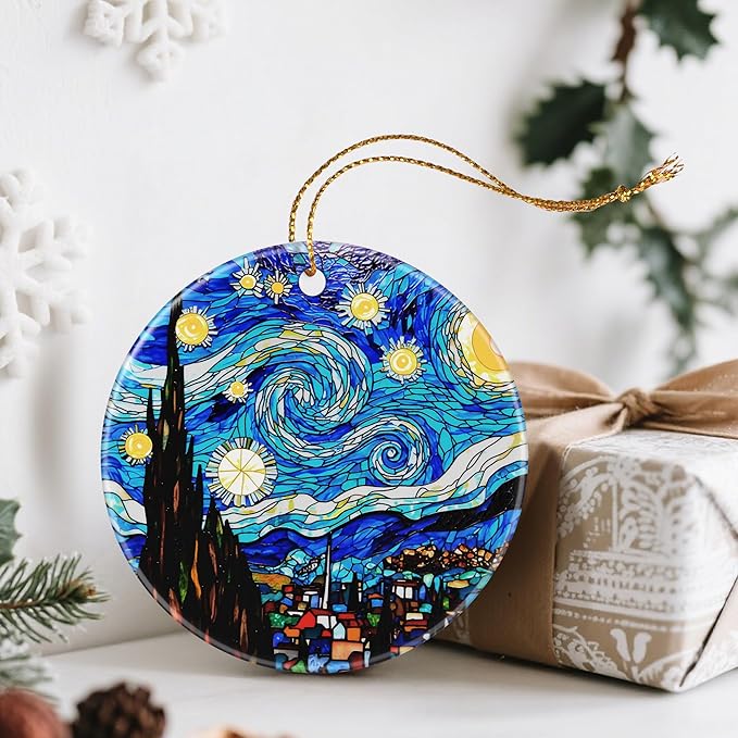 Van Gogh Starry Night Ornaments, Christmas Ornaments: Christmas Tree Decorations, Holiday Decor, Stocking Stuffers, Gift Ideas, Xmas Gifts & Gifts for Art Lover