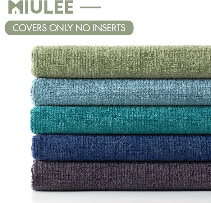 MIULEE Sage Green Couch Pillow Covers 20x20 Inch, Set of 2 Soft Spring Chenille Decorative Square Throw Pillow Covers Farmhouse for Sofa Living Room Bed