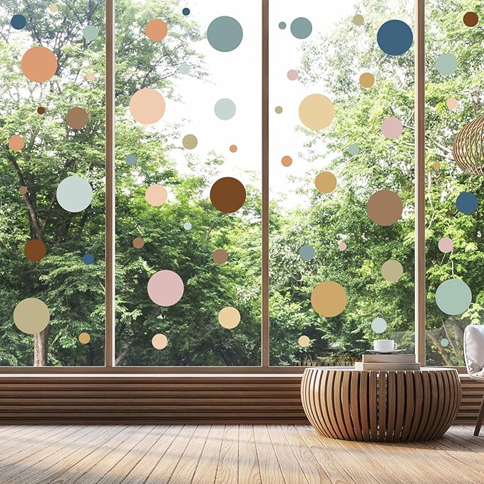 Zonon 264 Pcs Polka Dot Wall Decals for Classroom Decor Kids Circle Wall Sticker Vinyl Peel and Stick Colorful Removable for Nursery Bedroom Playroom Living Room(Boho Color)