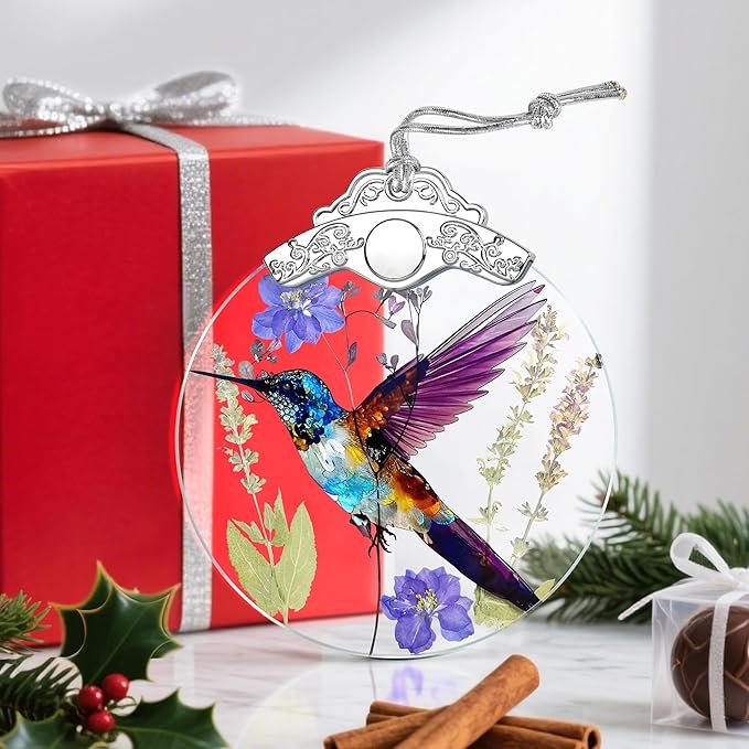 Hummingbird Christmas Ornament – Christmas Tree Ornament & Holiday Decor, Gifts for Bird Lover, Hummingbird Lover Gifts, Holiday & Xmas Gift