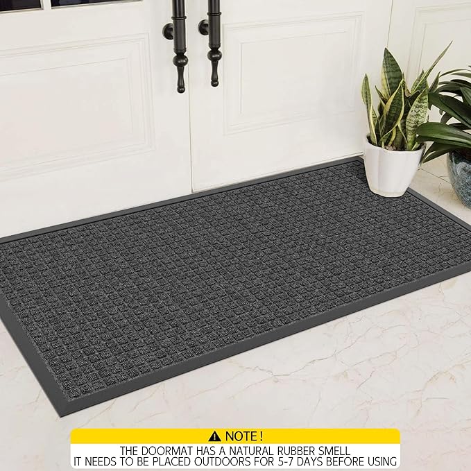 Indoor Outdoor Front Door Mats, 48" x 36" Rubber Backing Non Slip Durable Welcome Floor Mats for Patio, Garage Entrance, Stain and Fade Resistant Commercial Doormats for High Traffic