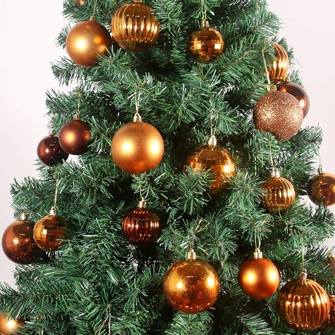 Orange Bronze 2.5" Christmas Balls Christmas Tree Decoration Ornaments Shatterproof Hanging Balls for Birthday Halloween Holiday Wedding Decorations Set of 10pcs