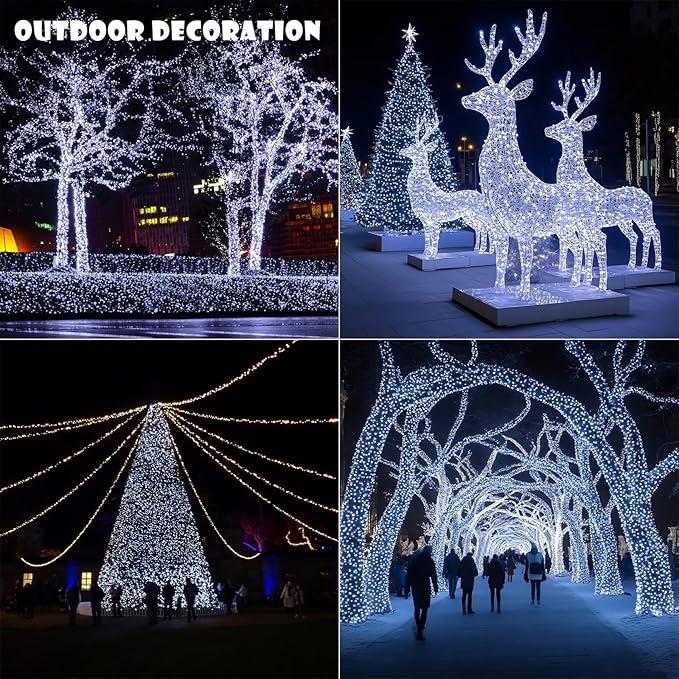 Fairy Lights Plug in,328FT 1000LEDs Waterproof Led String Lights,8 Modes Remote Twinkle Light for Outdoor Indoor Christmas Wedding Birthday Garden Party Decorations,Silver Wire,Cool White