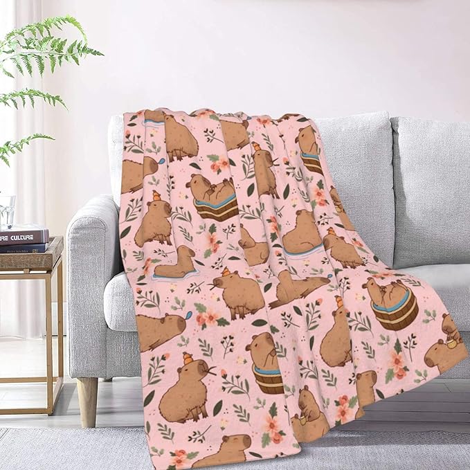 Capybaras Blanket Throw Blanket for Bed Soft Cozy Fluffy Couch Blankets Fleece Blanket Throw Gifts for Women Men Girls Boys 60"x50"