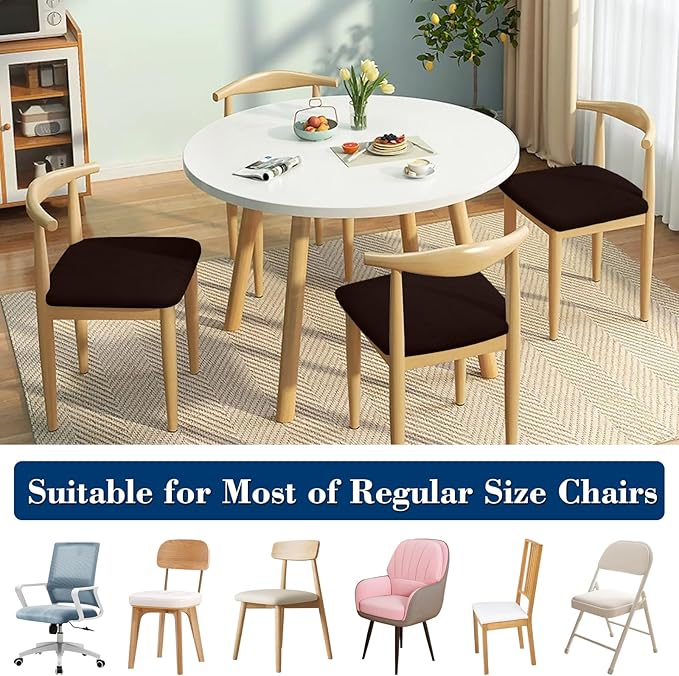 Dining Chair Seat Covers, Washable Dining Room Chair Seat Covers Set of 8, Removable Kitchen Seat Covers Chair Covers for Dining Chairs