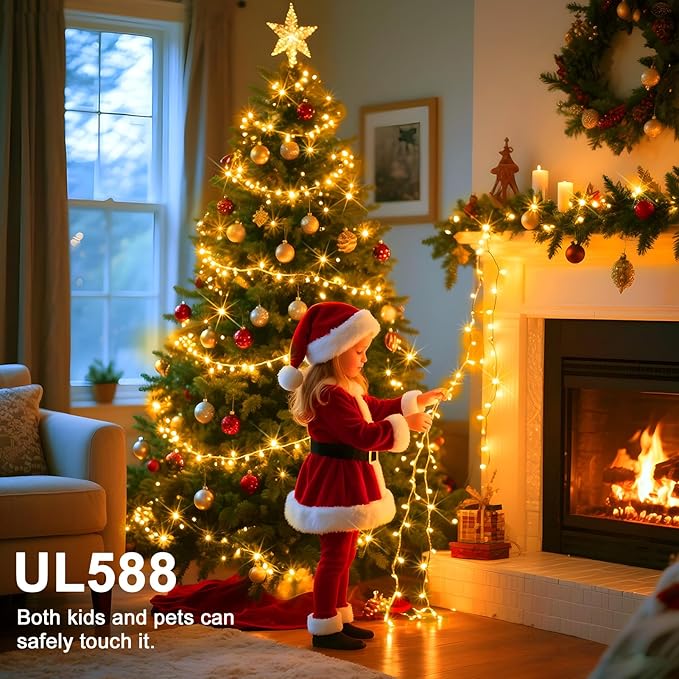 328 FT 1000 LED String Lights Outdoor Indoor, Christams String Lights Waterproof 8 Modes & Timer, Fairy Lights Plug in for Bedroom, Weeding, Patio, Party, Holiday,Christmas Decor (Warm White)