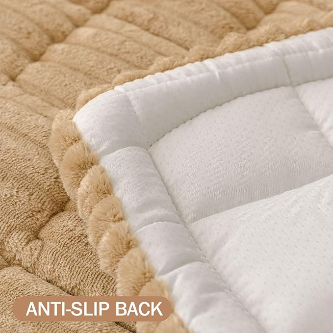 Smiry Couch Cover for Dogs Washable, Non Slip Fuzzy Pet Couch Covers for 3 Cushion Sofa Pet Friendly, Thick Soft Sofa Slipcovers Cushion Protector (Camel, 27.6" x 70.9")