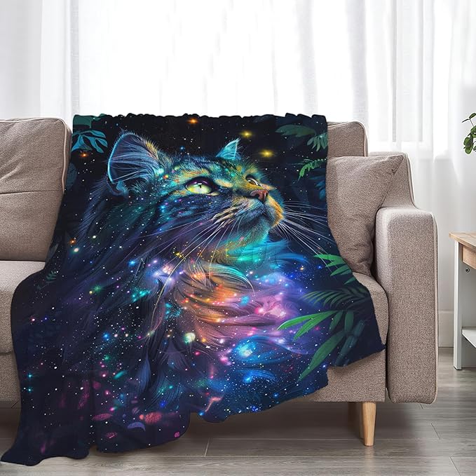 Tijuboni Cat Throw Blanket Cat Gifts for Girls Boys Women Men Kids Adults Soft Flannel Fleece Blanket for Couch Sofa Bed Home Decor 60"x80"