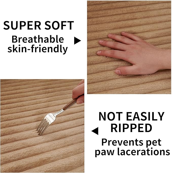 HAOMAIJIA Waterproof Couch Cover for Dogs Washable,Fuzzy Pet Couch Covers for Sofa,Thick Soft Dog Bed Cover Non-Slip Couch Covers for 3 Cushion Couch Sofa Pet Friendly (Khaki, 35" x 82")
